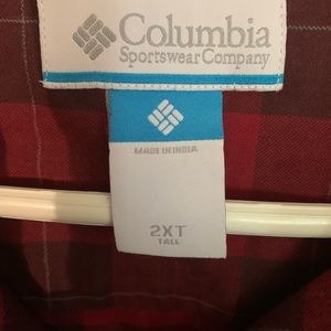 Columbia Long Sleeves casual button down collar shirt size 2XL plaid red